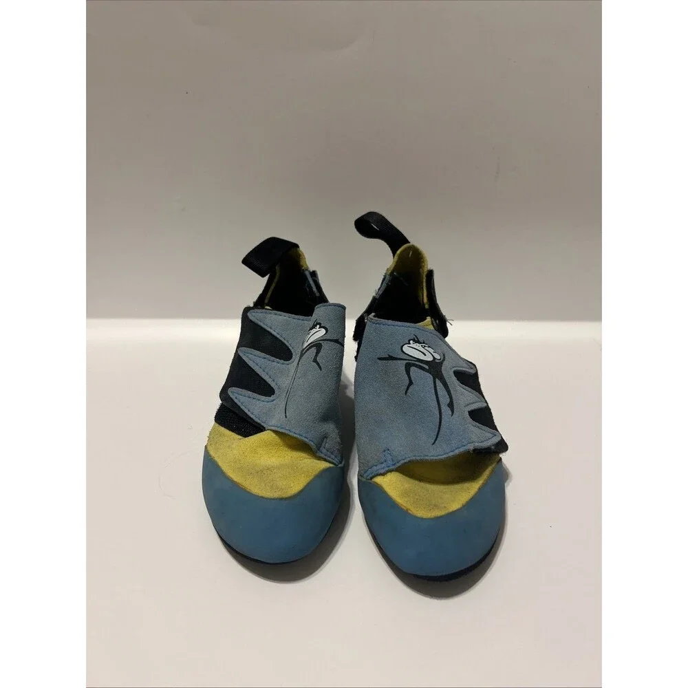 Mad Rock Mad Monkey 2.0 Climbing Shoes Size 2 Blue Yellow Hook Loop Bouldering